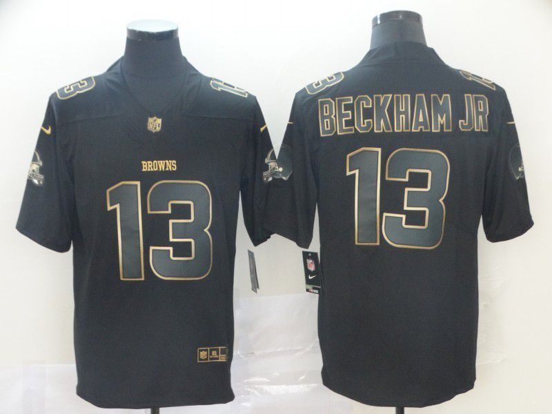 Men Cleveland Browns #13 Beckham jr Nike Vapor Limited Black Golden NFL Jerseys